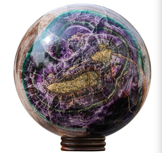 Polished Natural Purple and Multi Fluorite (Fluorspar) Quartz Crystal Chakras Healing Metaphysical Stone Sphere Huge Large (315mm/108.68lbs) Meditation Feng Shui Aura Indoor Ball